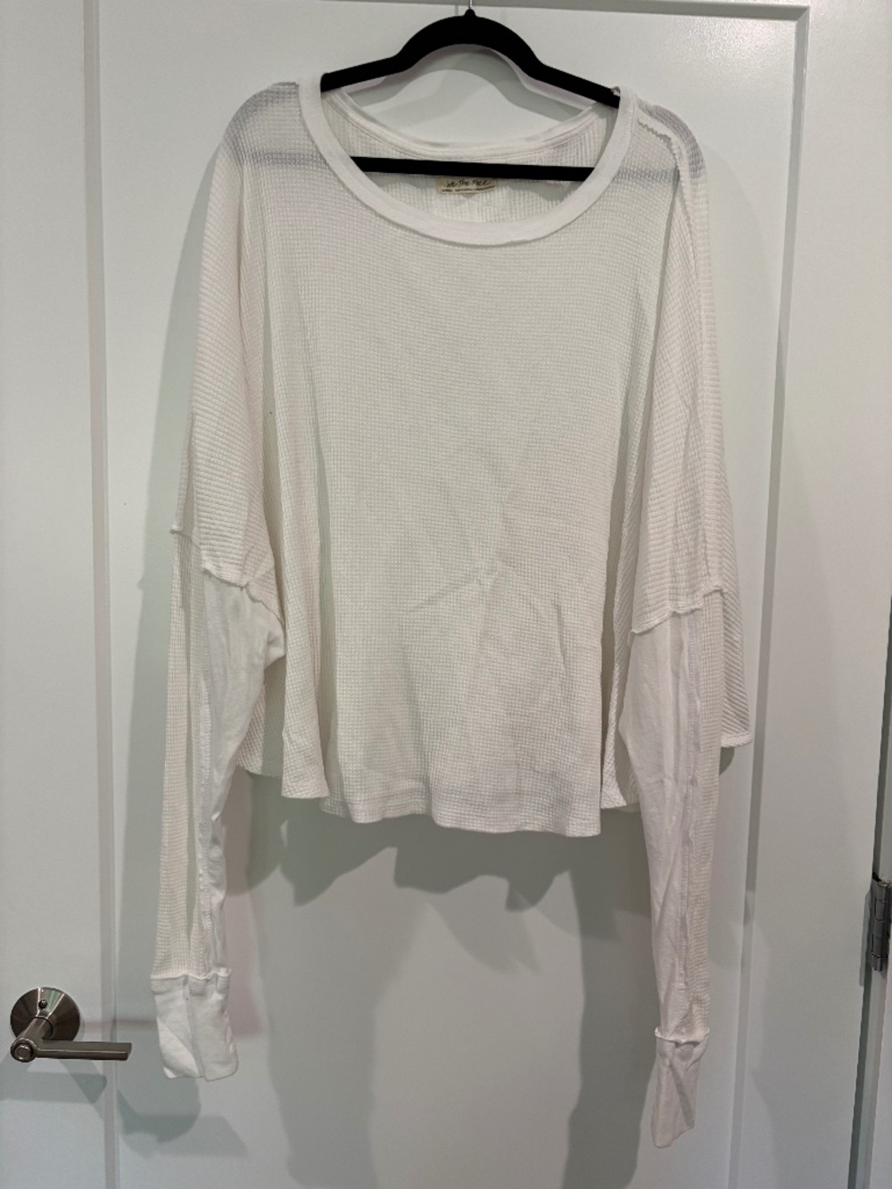 We The Free White Long Sleeve Waffle Shirt